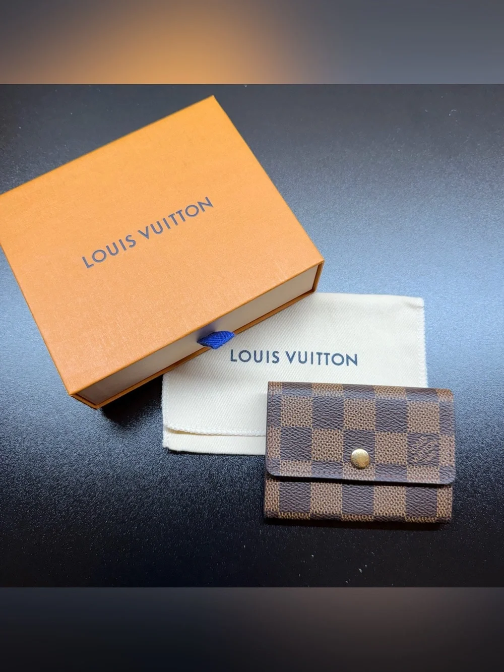 Louis Vuitton Damier Ebene Porte-Monnaie Plat Coin Purse